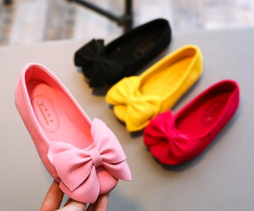 Spring and Autumn Single Shoes Baby Shoes Solid Bow Princess Shoes Girls’ fashion trend single shoes with comfortable soft soles